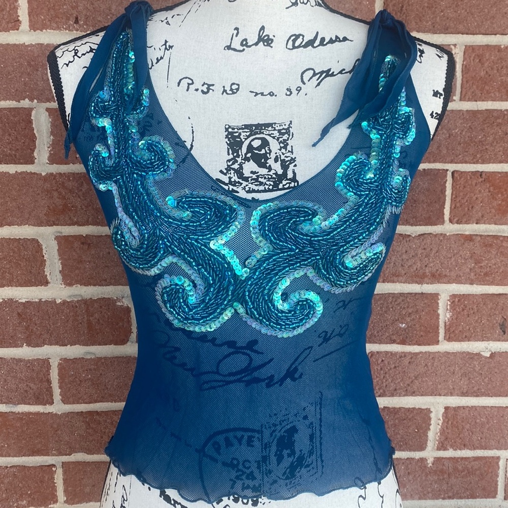 Guess by Marciano Mesh Sequin Top (Pristine Condition)